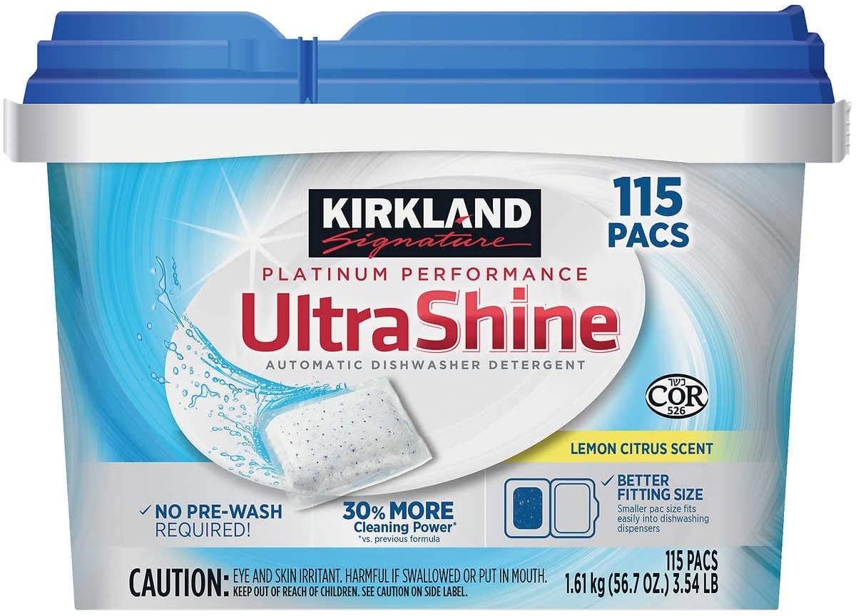71s_tPCb89L._AC_SL1200.jpg Kirkland Signature Ultra Shine Dishwasher Pacs Pack of 115 Count - Image 1