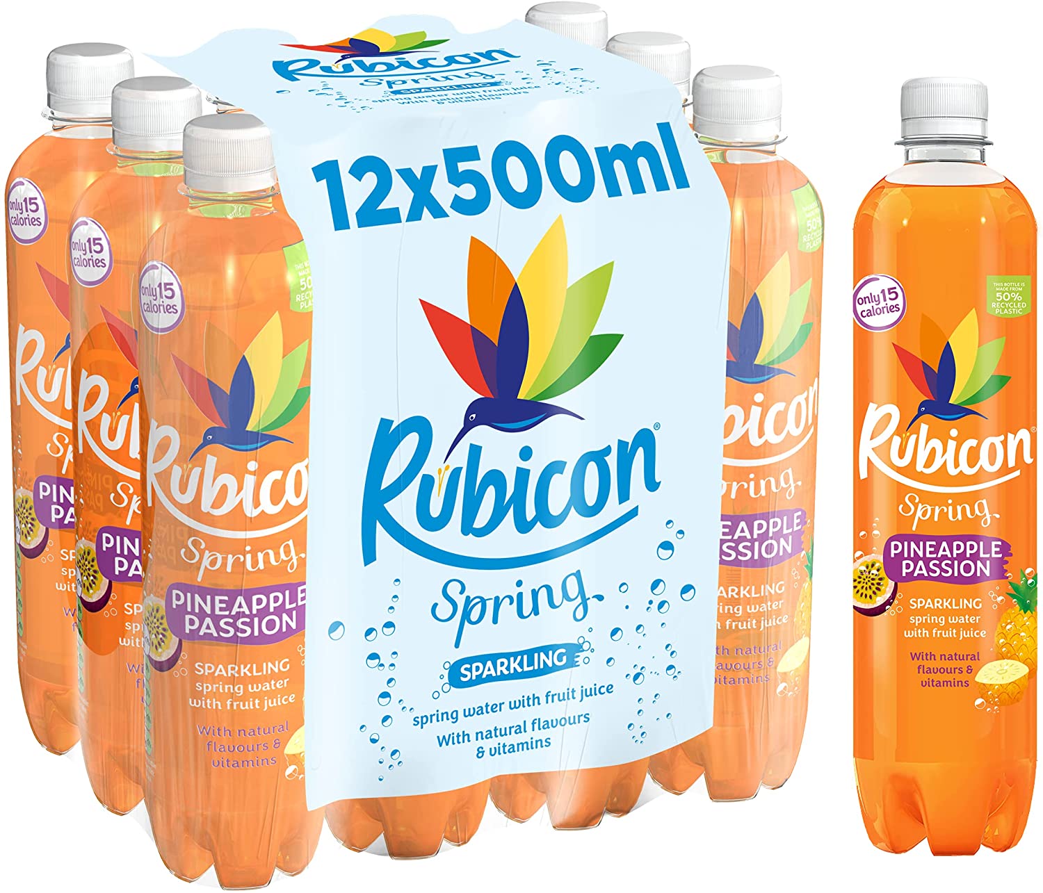 816rXDTnf1S._AC_SL1500.jpg Rubicon Spring Pineapple Passion Flavoured Sparkling Spring Water Pack of 12x500ml - Image 1