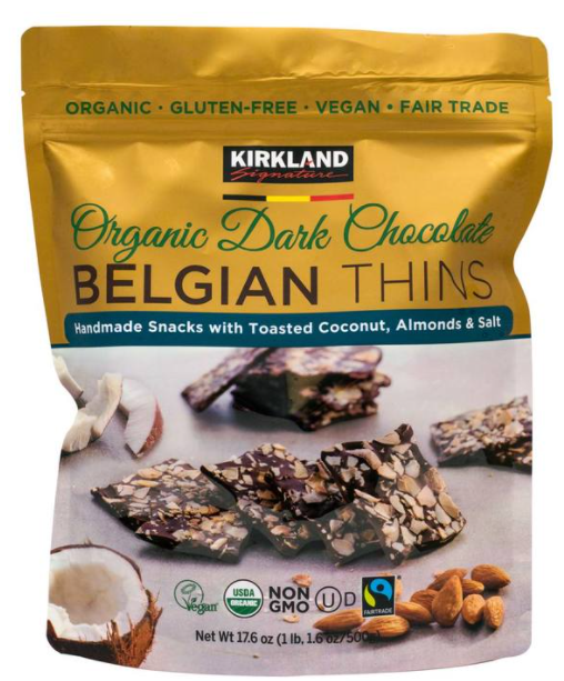 Capture1_dfd4b235-5921-4296-bdd6-304f7c4cf3b9.png Kirkland Signature Belgian Chocolate Thins Coconut & Almond Pack of 500g - Image 1