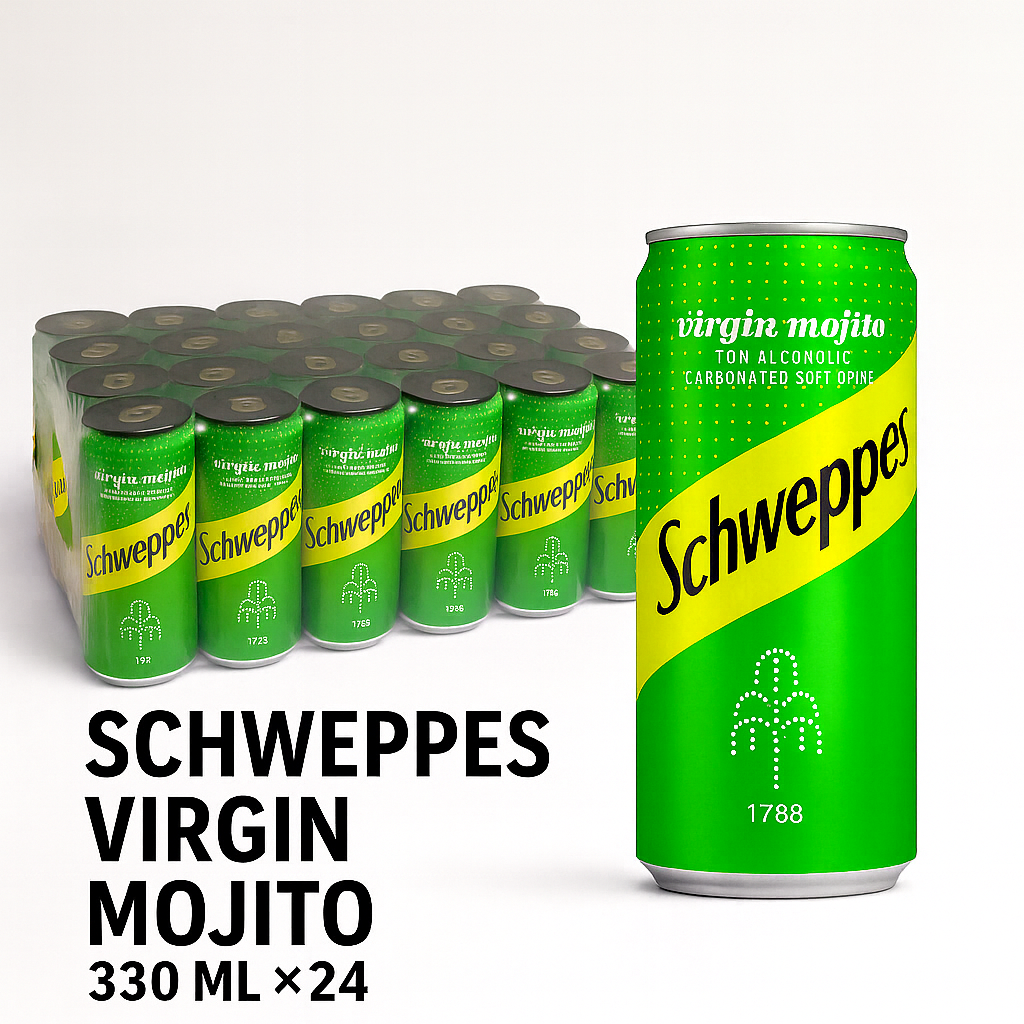 ChatGPT_Image_Sep_11_2025_11_07_03_PM.png Schweppes Virgin Mojito Tray (330ml x 24) – Refreshing Non-Alcoholic Lime & Mint Drink - Image 1