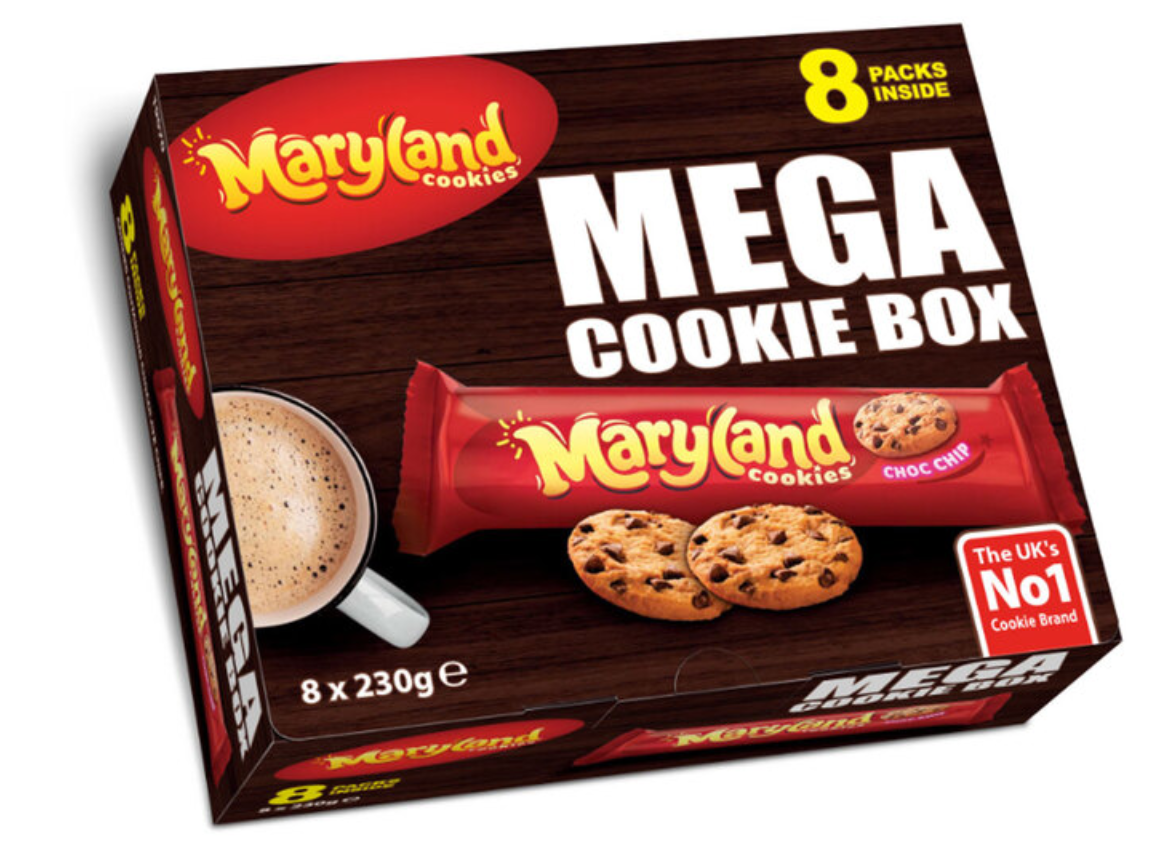 MARYLAND.png Maryland Cookies Mega Chocolate Chip Cookies Pack of 8 x 230g - Image 1