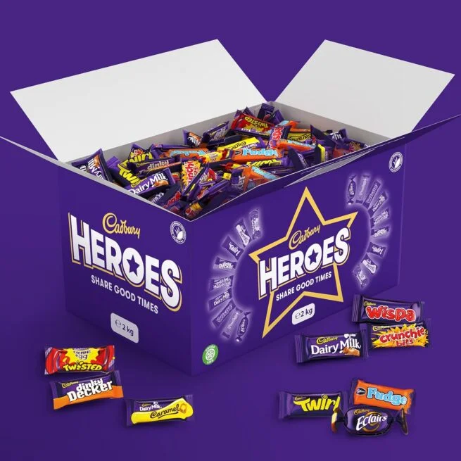 1 Cadbury Heroes 2 Kg (Pack of 2) Chocolate Bulk Sharing Box, Milk Chocolates Individually Wrapped, - Image 1