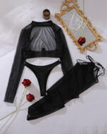 Romantic Mesh Crop Top Sets+Stockings - Image 2