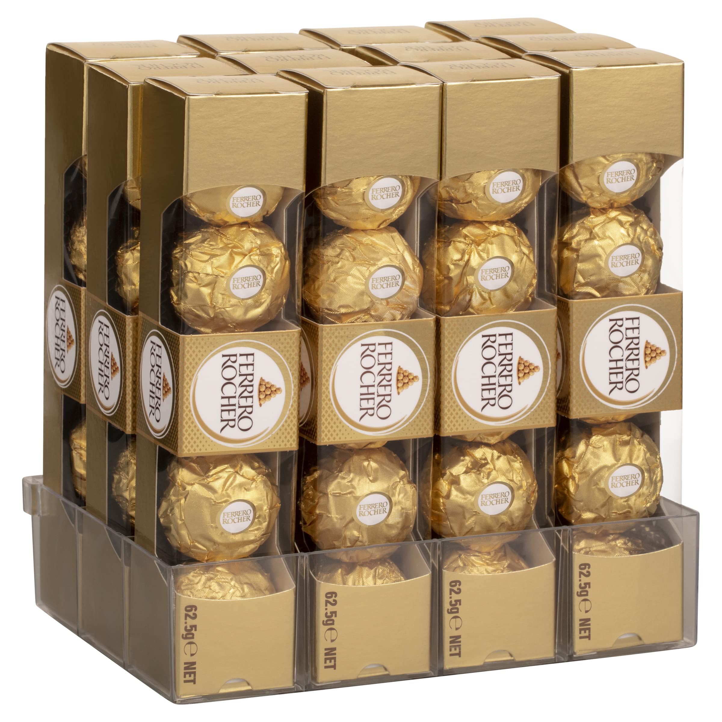 image_1-21 Ferrero Rocher Premium Pralines Milk Hazelnut Chocolate Gift Boxes, Individually Wrapped Gifts, 12 Packs (62.5g each) - Image 1