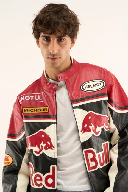 Red Bull Leather Racing Jacket - VELOCE