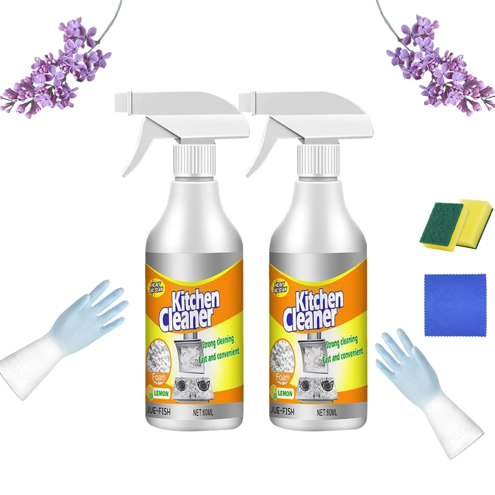 Version 1.0.0 POWERFUL KITCHEN FOAM CLEANFR (60ml *6) ,Give away 6 pcs of double-layer cleaning cloths and 2 Pair of gloves - Image 1