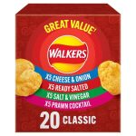80 Bags of Walkers Classic Variety Multipack Crisps Box （4 boxes × 20 packs)   Free gift of 12 bottles of water - Image 3